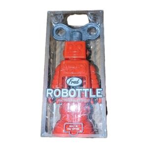 Fred Robottle Robot Corkscrew Bottle Opener Red 2013 NOS 6.5" Rare Barware